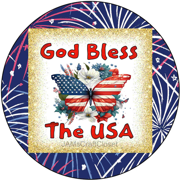 ROUND Digital Graphic Design Patriotic GOD BLESS THE USA Sublimation PNG SVG Door Sign Wall Art Wreath Design Entrance Design Crafters Delight HAPPY CRAFTING - Digital Graphic Design - JAMsCraftCloset