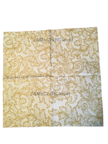 NAPKIN 18 GOLD PAISLEY Decoupage Craft Supplies Paper Crafts Card Making Journaling Mixed Medium Crafters Delight - JAMsCraftCloset
