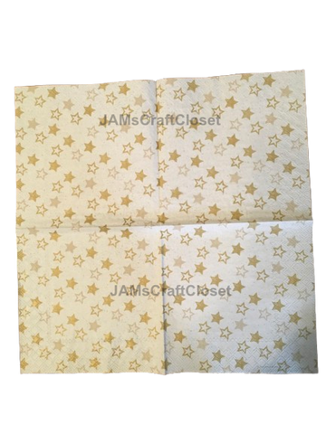 NAPKIN 19 GOLD STARS Decoupage Craft Supplies Paper Crafts Card Making Journaling Mixed Medium Crafters Delight - JAMsCraftCloset