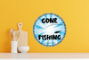 ROUND Digital Graphic Design GONE FISHING Sublimation PNG SVG Lake House Sign Farmhouse Country Home Workshop Man Cave Wall Art Wreath Design Gift Crafters Delight HAPPY CRAFTING - JAMsCraftCloset