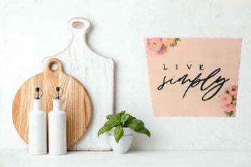 LIVE SIMPLY Wooden Sign Wall Art Hand Painted Pale Pink Decoupaged Floral Accents Home Decor Gift -One of a Kind-Unique-Home-Country-Decor-Cottage Chic-Gift - JAMsCraftCloset