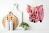 Wooden PIG 6 Hand Painted Hand Cut Pen and Ink Handmade Kitchen Decoration Wall Art Tier Tray Decoration Nursery Bathroom Home Decor Folk Art Primitive Gift Idea Unique Farmhouse Country Decor - JAMsCraftCloset