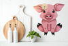 Wooden PIG 2 Hand Painted Hand Cut Pen and Ink Handmade Kitchen Decoration Wall Art Tier Tray Decoration Nursery Bathroom Home Decor Folk Art Primitive Gift Idea Unique Farmhouse Country Decor - JAMsCraftCloset