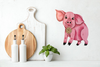 Wooden PIG 7 Hand Painted Hand Cut Pen and Ink Handmade Kitchen Decoration Wall Art Tier Tray Decoration Nursery Bathroom Home Decor Folk Art Primitive Gift Idea Unique Farmhouse Country Decor - JAMsCraftCloset