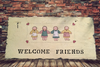 Antique Roof Slate and Chalkboard Vintage Hand Painted WELCOME FRIENDS (Yellow) Unique Country Farmhouse Home Decor Wall Art Welcome Sign Family Gift - JAMsCraftCloset