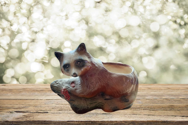 raccoon plant pot Vintage CERAMIC RACCOON FLOWER POT - Handmade - Used/Preowned