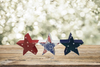 PATRIOTIC STARS SET 2 Chunky Wooden Hand Painted Handmade Sparkly Love America Patriotic Decoration Home Decor Holiday Set of 3- JAMsCraftCloset