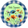 ROUND Digital Graphic Design HELLO SUMMER Green With Dragonfly Butterfly Bee Floral Wedding Gift First Home Sublimation Decoupage PNG SVG Country Farmhouse Home Decor Wall Art Shelf Sitter Gift Crafters Delight - JAMsCraftCloset