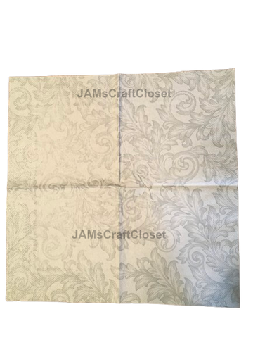 NAPKIN 20 SILVER PAISLEY Decoupage Craft Supplies Paper Crafts Card Making Journaling Mixed Medium Crafters Delight - JAMsCraftCloset