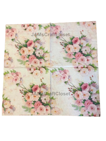 NAPKIN 25 PINK ROSES 2 Decoupage Craft Supplies Paper Crafts Card Making Journaling Mixed Medium Crafters Delight - JAMsCraftCloset