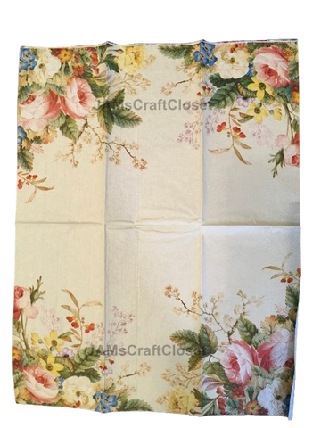 NAPKIN 28 PINK AND WHITE ROSES Decoupage Craft Supplies Paper Crafts Card Making Journaling Mixed Medium Crafters Delight - JAMsCraftCloset
