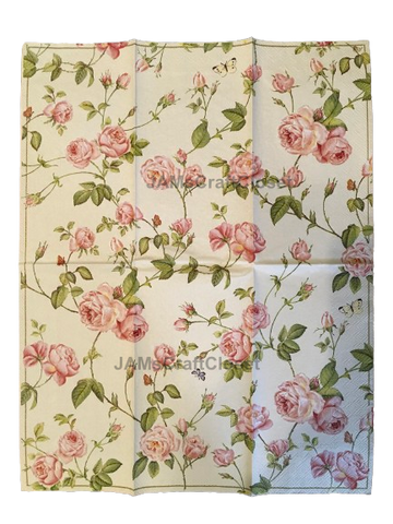NAPKIN 29 PINK ROSES WITH BUDS Decoupage Craft Supplies Paper Crafts Card Making Journaling Mixed Medium Crafters Delight - JAMsCraftCloset