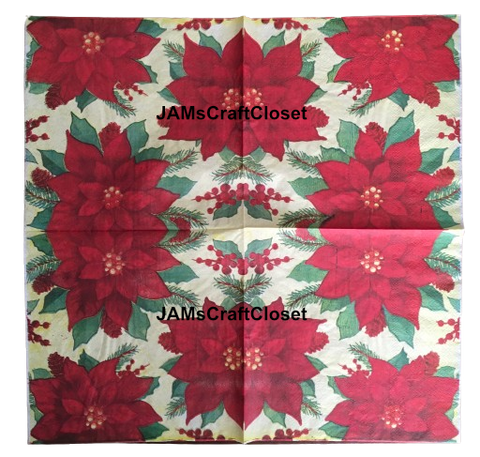 NAPKIN 35 LARGE POINSETTIAS Decoupage Craft Supplies Paper Crafts Card Making Journaling Mixed Medium Crafters Delight - JAMsCraftCloset