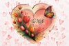 Heart Large Wooden Decoupaged Farmhouse Country Wall Art BE MINE - TULIPS and BUTTERFLY Handmade Valentine Gift Idea Crafters Delight {{ JAMsCraftCloset }}