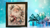 Vintage Wood Frame Decoupage On Glass SANTA PINK FLORAL Christmas Wall Art Shelf Sitter Gift Idea One of a Kind-Unique-Home-Country-Cottage Chic Decor-JAMsCraftCloset