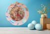 Plastic Round Pink and Silver TRAY Farmhouse Country Easter Decor BUNNY WITH BOW Wall Art HAPPY EASTER Cottage Chic Victorian Decor Handmade Gift Idea &nbsp;- JAMsCraftCloset