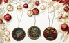 ROUND Wood Decoupaged DEER - SET 2 Ornaments Handmade Christmas Ornament Package Decor WINTER Decor Gift Idea Home Decor Unique SET OF 3 - JAMsCraftCloset