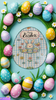 Wood Egg EASTER EGG Wall Art BUNNY WITH EGGS FLOWERS AND BLING Shelf-Sitter Gift Idea Unique Home Holiday Decor - JAMsCraftCloset