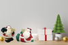 Shelf Sitters Paper Mache FAT SANTA HOLDING SIGNS Vintage Holiday Decoration Christmas Decor Gift Idea - JAMsCraftCloset