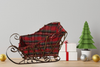 Sleigh Holiday Christmas Vintage Metal and Grapevine BROWN Red Plaid Lining Unique Shelf Sitter Gift Idea - JAMsCraftCloset