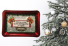 PLASTIC Tray Sparkly RED - CHRISTMAS IS DOING SOMETHING EXTRA FOR SOMEONE - HOLIDAY Wall Art Handmade Decoupaged Upcycled Metal Tray Gift - JAMsCraftCloset