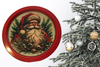 TRAY RED METAL ROUND Decoupaged Hand Painted Upcycled Repurposed Wall Art SANTA FACE - I STILL BELIEVE With Bling Home Decor Christmas Wall Art Gift - JAMsCraftCloset