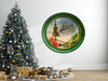 TRAY GREEN PLASTIC ROUND Decoupaged Hand Painted Upcycled Repurposed BEACH SCENE - MOST WONDERFUL TIME OF THE YEAR Home Decor Christmas Wall Art Shelf Sitter Gift - JAMsCraftCloset