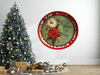 TRAY RED RED GREEN PLASTIC ROUND Decoupaged Hand Painted Upcycled Repurposed POINSETTIAS - TIDINGS OF JOY Home Decor Christmas Wall Art Shelf Sitter Gift - JAMsCraftCloset
