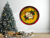 TRAY RED PLAID PLASTIC ROUND Decoupaged Hand Painted Upcycled Repurposed MERRY CHRISTMAS YELLOW BACKGROUND Home Decor Christmas Wall Art Shelf Sitter Gift - JAMsCraftCloset