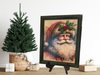 Vintage Wood Frame Decoupage On Glass SANTA HOLLY ON HAT WITH BLING Christmas Wall Art Shelf Sitter Gift Idea One of a Kind-Unique-Home-Country-Cottage Chic Decor-JAMsCraftCloset