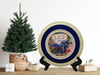 Glass PLATE Round THE BLUE THAT MAKES YOU FEEL BETTER - BLUEBERRIES Country Farmhouse Kitchen Shelf Sitter Handmade Decoupaged Repurposed Upcycled Birthday Gift Idea - JAMsCraftCloset