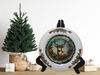 Glass PLATE Round CHRISTMAS DEER 2 Country Farmhouse Kitchen Shelf Sitter Handmade Decoupaged Repurposed Upcycled Birthday Gift Idea - JAMsCraftCloset