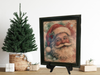 Vintage Wood Frame Decoupage On Glass SANTA SNOWFLAKES HOLLY Christmas Wall Art Shelf Sitter Gift Idea JAMsCraftCloset