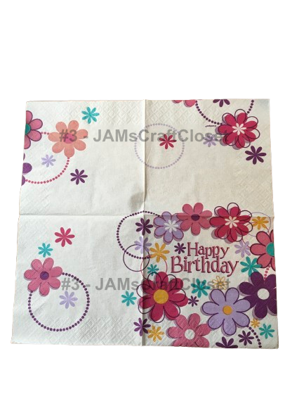 NAPKIN 3 HAPPY BIRTHDAY Decoupage Craft Supplies Paper Crafts Card Making Journaling Mixed Medium Crafters Delight