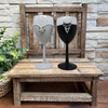 Stemware Glasses BRIDE and GROOM WINE Toasting Glasses WEDDING Hand Painted Black and White With Bling, Rose. Plaid Tie - JAMsCraftCloset