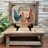 SQUARE Plastic PLATE Farmhouse Country Wall Art Shelf Sitter Decoupage CHICKENS - WILD AND FREE Handmade Gift Idea Crafters Delight - JAMsCraftCloset