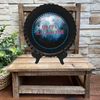 Vintage Fluted Pie Pan Black HAPPY HALLOWEEN Farmhouse Country Scene Wall Art Handmade Hand Painted Repurposed Upcycled Gift Idea Crafters Delight - JAMsCraftCloset