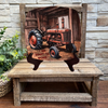 SQUARE Plastic PLATE Farmhouse Country Wall Art Shelf Sitter Decoupage ANTIQUE TRACTOR - READY FOR WORK Handmade Gift Idea Crafters Delight - JAMsCraftCloset