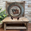 Galvanized Metal Round Charger Plate With Hanging Hook Embossed Stars Decoupaged Holiday Wall Art Shelf Sitter HAPPY 4TH OF JULY FLAG Handmade Gift Idea - JAMsCraftCloset