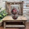 Glass VASE Decoupaged RED and PINK ROSES Wedding Decor Shelf Sitter Vase Shabby Chic Victorian BoHo Decor Gift Idea - JAMsCraftCloset