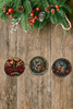 ROUND Wood Decoupaged DEER - SET 2 Ornaments Handmade Christmas Ornament Package Decor WINTER Decor Gift Idea Home Decor Unique SET OF 3 - JAMsCraftCloset