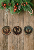ROUND Wood Decoupaged DEER - SET 1 Ornaments Handmade Christmas Ornament Package Decor WINTER Decor Gift Idea Home Decor Unique SET OF 3 - JAMsCraftCloset