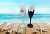 Stemware Glasses BRIDE and GROOM Toasting Glasses Hand Painted Black and White With Bling and Lace Barware Bar Decor Drinkware Kitchen Decor Country Decor Gift One of a Kind - JAMsCraftCloset