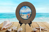 PLATE CHARGER LIGHT BROWN WOOD GRAIN PLASTIC ROUND DECOUPAGED Upcycled Repurposed Wall Art or Shelf Sitter KIND OF PEACE SALTWATER BRINGS Beach Coastal Home Decor Gift - JAMsCraftCloset