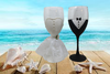 Stemware Glasses BRIDE and GROOM WINE Toasting Glasses WEDDING Hand Painted Black and White With Bling and Lace - JAMsCraftCloset