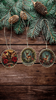 ROUND Wood Decoupaged DEER - SET 2 Ornaments Handmade Christmas Ornament Package Decor WINTER Decor Gift Idea Home Decor Unique SET OF 3 - JAMsCraftCloset