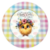 ROUND DIGITAL Graphic Design CHICK WITH FLOWERS IN HER HAIR - HAPPY EASTER Sublimation PNG SVG Country Farmhouse Home Decor Sign Shelf Sitter Wall Art Decor Wreath EASTER Design Gift Crafters Delight - JAMsCraftCloset