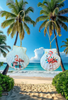 SCALLOP SEASHELL CHRISTMAS ORNAMENT- Shell FLAMINGO Christmas Ornaments SET 6 - BEACH COASTAL DECOR - Handmade Hand Painted DECOUPAGED Repurposed Upcycled Gift SET OF 2 Ornaments - JAMsCraftCloset