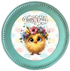 ROUND DIGITAL Graphic Design CHICK WITH FLOWERS IN HER HAIR - HAPPY EASTER Sublimation PNG SVG Country Farmhouse Home Decor Sign Shelf Sitter Wall Art Decor Wreath EASTER Design Gift Crafters Delight - JAMsCraftCloset