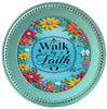 ROUND Digital Graphic Design - WALK BY FAITH VIBRANT FLORAL BLUE BACKGROUND - Wedding Gift HOME DECOR Sublimation Decoupage PNG SVG PDF JPEG Country Farmhouse Wall Art Shelf Sitter Gift Crafters Delight - JAMsCraftCloset